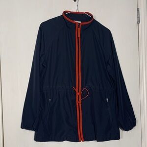 J. Jill Navy Winderbreaker Utility Jacket with Orange Trim Size S